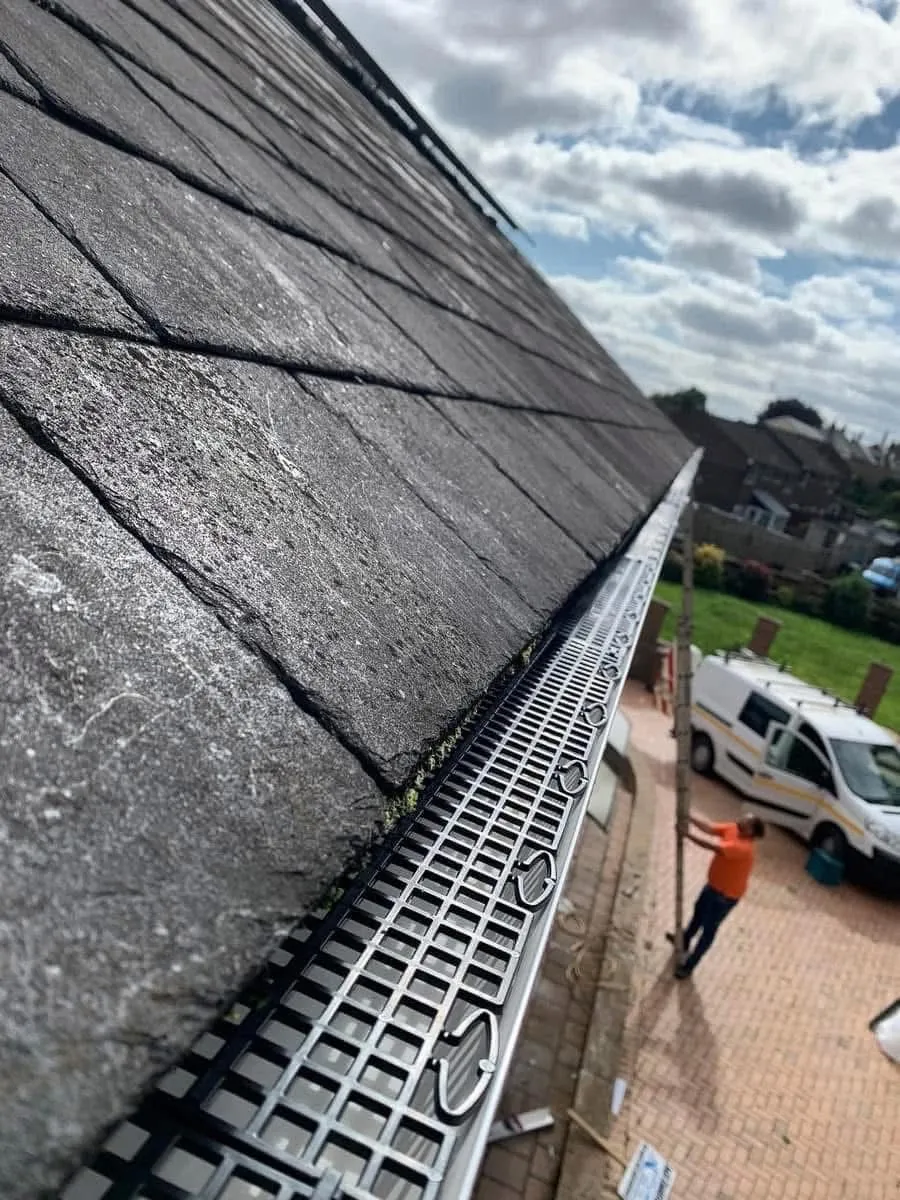 Gutter guard fitted on a slate roof in Penzance